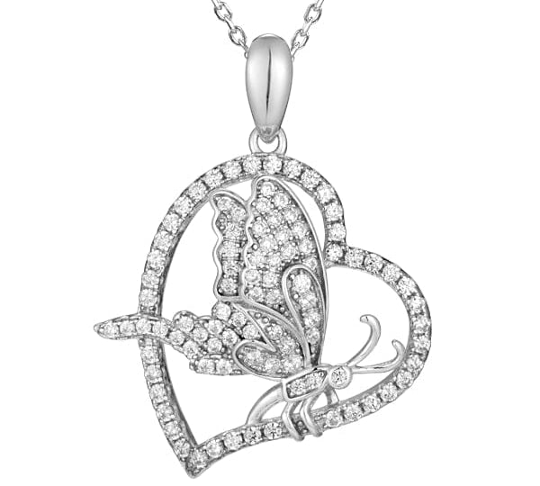 Pavé Butterfly Heart Pendant Pendant Island by Koa Nani White Gold 
