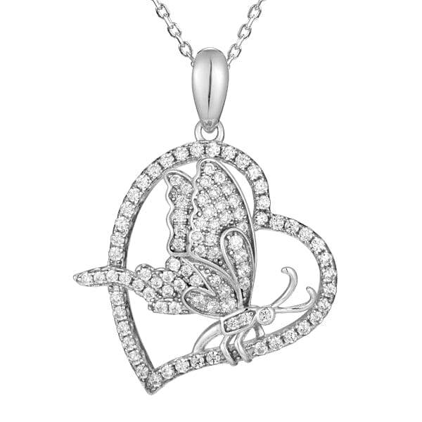 Pavé Butterfly Heart Pendant Pendant Island by Koa Nani White Gold 
