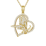 Pavé Butterfly Heart Pendant Pendant Island by Koa Nani Yellow Gold 