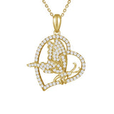 Pavé Butterfly Heart Pendant Pendant Island by Koa Nani Yellow Gold 