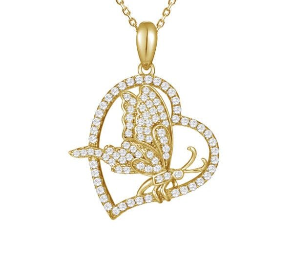 Pavé Butterfly Heart Pendant Pendant Island by Koa Nani Yellow Gold 