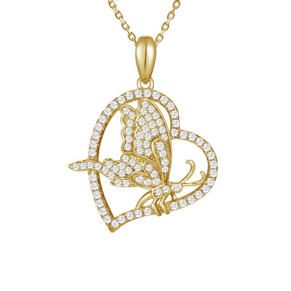 Pavé Butterfly Heart Pendant Pendant Island by Koa Nani Yellow Gold 
