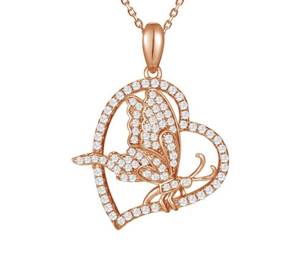 Pavé Butterfly Heart Pendant Pendant Island by Koa Nani Rose Gold 