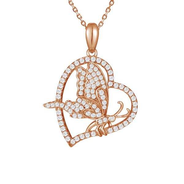 Pavé Butterfly Heart Pendant Pendant Island by Koa Nani Rose Gold 