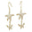 The picture shows a pair of 14K yellow gold pavé diamond starfish hook earrings.