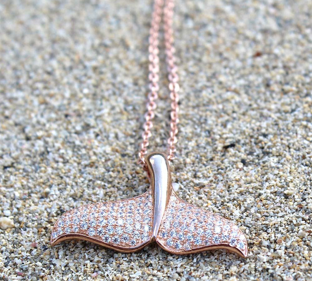 Pavé Diamond Whale Tail Pendant Pendant Island by Koa Nani 
