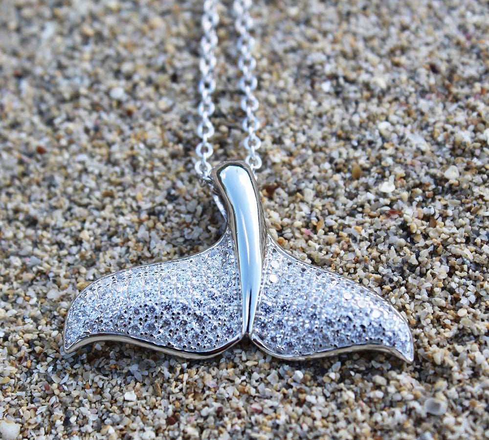 Pavé Diamond Whale Tail Pendant Pendant Island by Koa Nani 