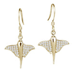 Pavé Eagle Ray Earrings Earrings Island by Koa Nani Yellow Gold 