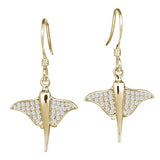 Pavé Eagle Ray Earrings Earrings Island by Koa Nani Yellow Gold 