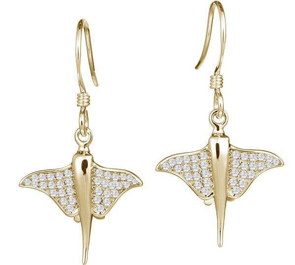 Pavé Eagle Ray Earrings Earrings Island by Koa Nani Yellow Gold 
