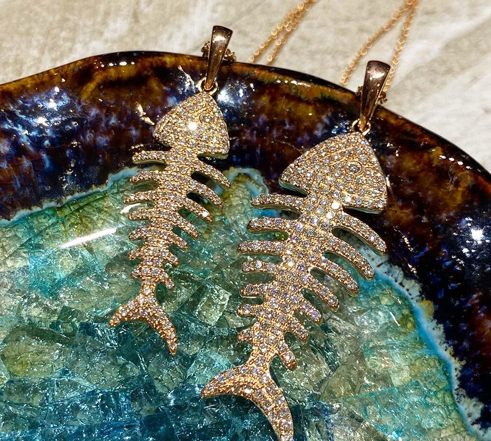 Pavé Fish Bone Pendant (Large) Pendant Island by Koa Nani 
