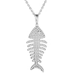 The picture shows a 925 sterling silver pavé fish bone pendant with topaz.