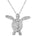 The picture shows a 14K white gold sea turtle pendant with pavé diamonds.