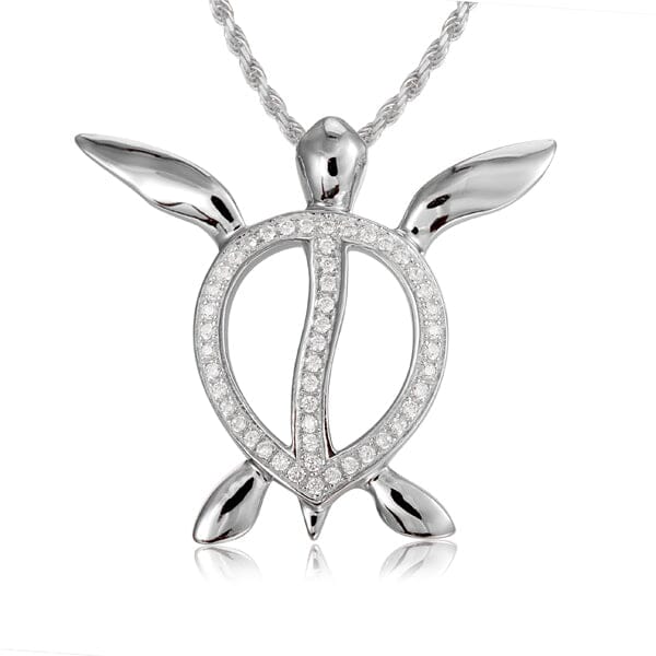 Pavé Hawaiian Honu Pendant Pendant Island by Koa Nani White Gold 