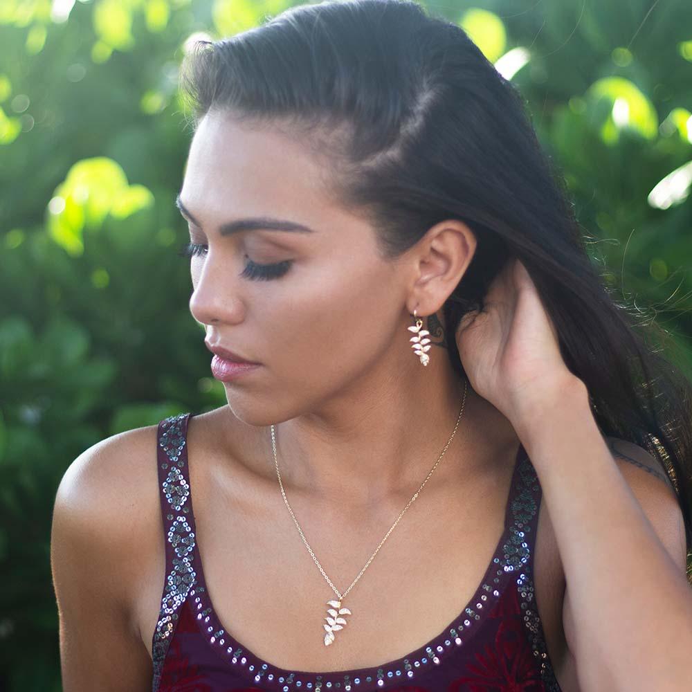 Pavé Heliconia Earrings Earrings Island by Koa Nani 