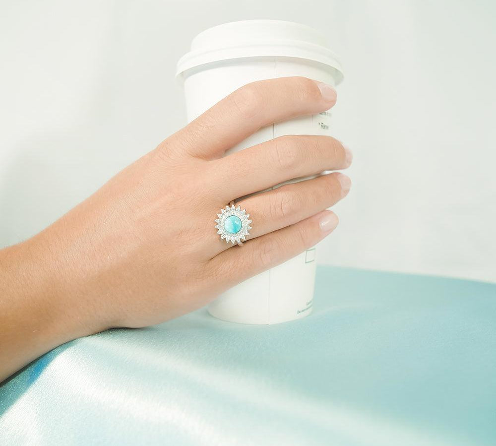 Pavé Larimar Sunflower Ring Ring Island by Koa Nani 