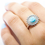 Pavé Larimar Sunflower Ring Ring Island by Koa Nani 