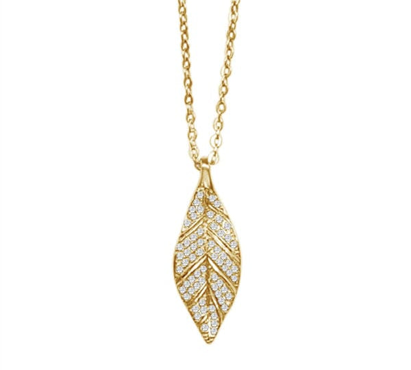 Pavé Maile Leaf Pendant Pendant Island by Koa Nani Yellow Gold Small 