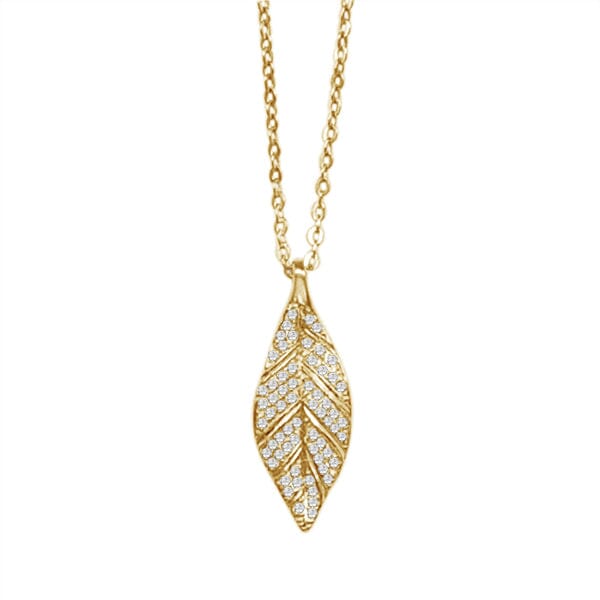 Pavé Maile Leaf Pendant Pendant Island by Koa Nani Yellow Gold Small 