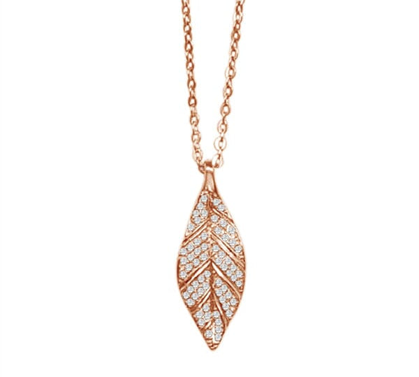 Pavé Maile Leaf Pendant Pendant Island by Koa Nani Rose Gold Small 