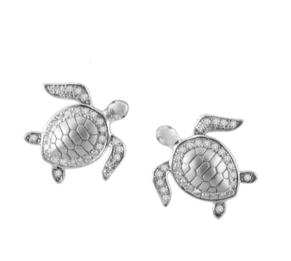 Pavé Maui Honu Stud Earrings Earrings Island by Koa Nani 