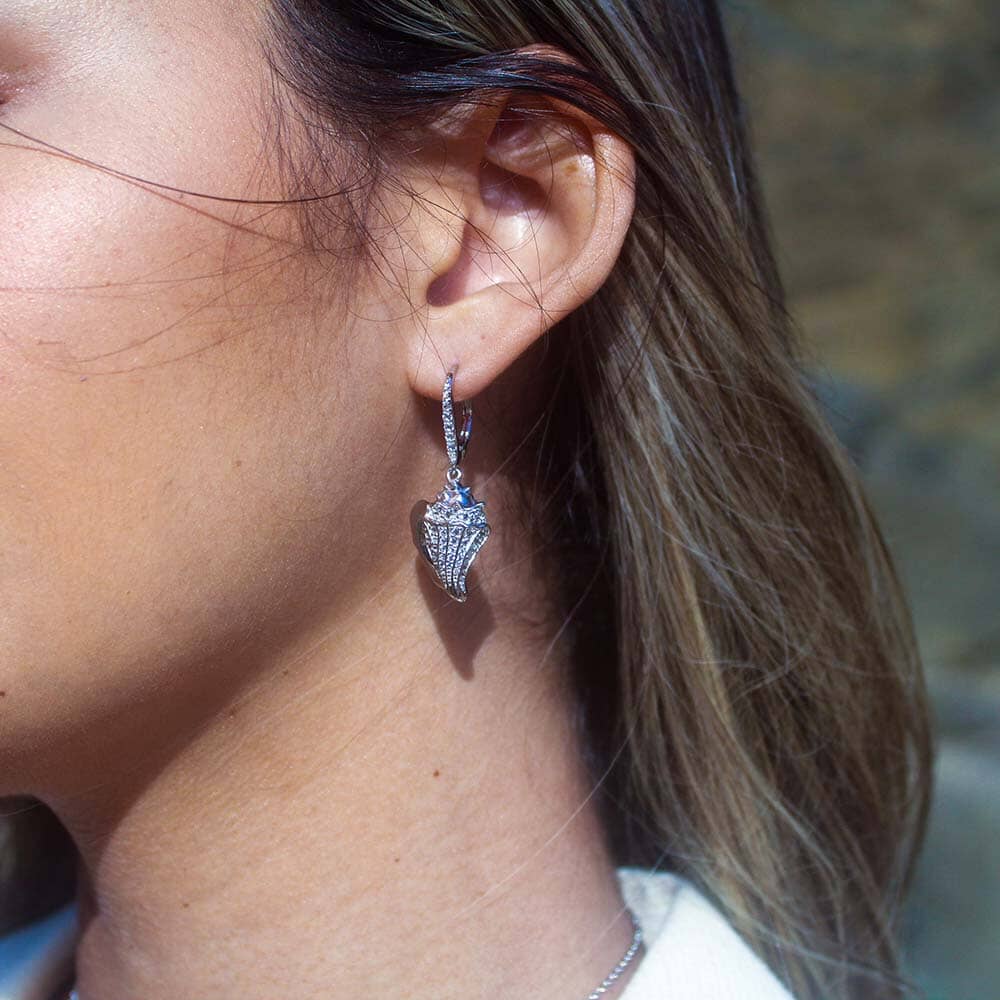 Pavé Mighty King Conch Shell Earrings Earrings Island by Koa Nani 