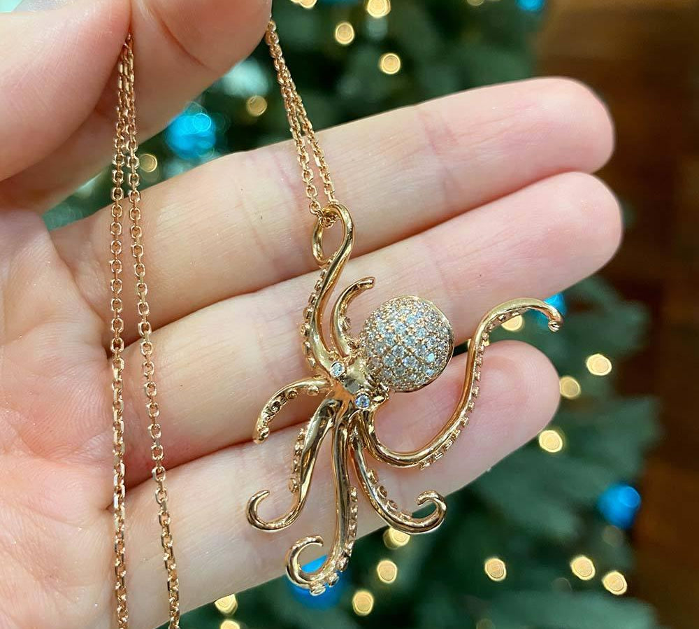 Pavé Octopus Pendant with Diamonds (Large) Pendant Island by Koa Nani 