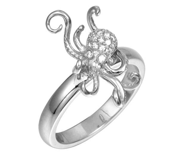The photo is a solig white gold pavé octopus ring with diamonds ring.