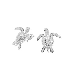 Pavé Paia Honu Stud Earrings Pendant Island by Koa Nani White Gold 