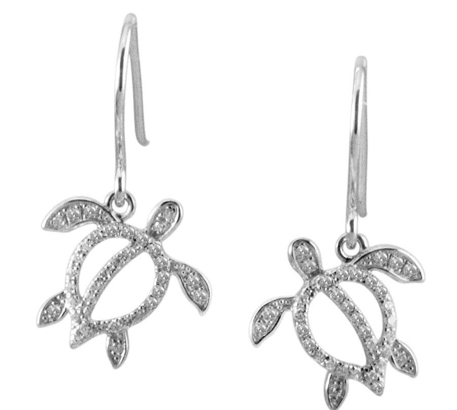 Pavé Polynesian Honu Earrings Earrings Island by Koa Nani White Gold 