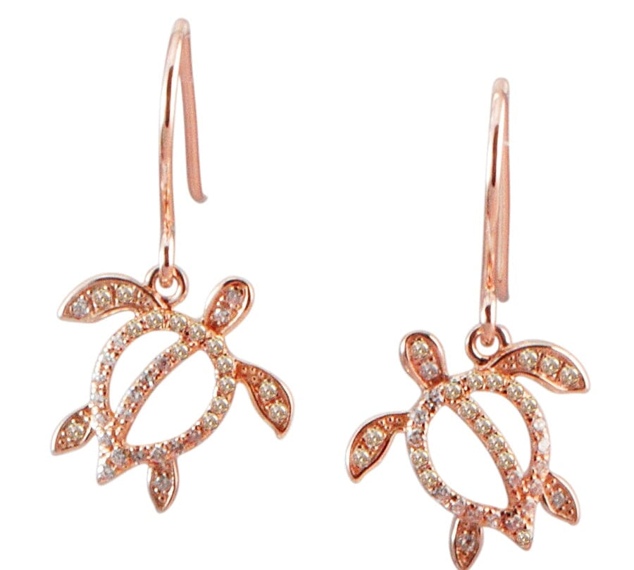 Pavé Polynesian Honu Earrings Earrings Island by Koa Nani Rose Gold 