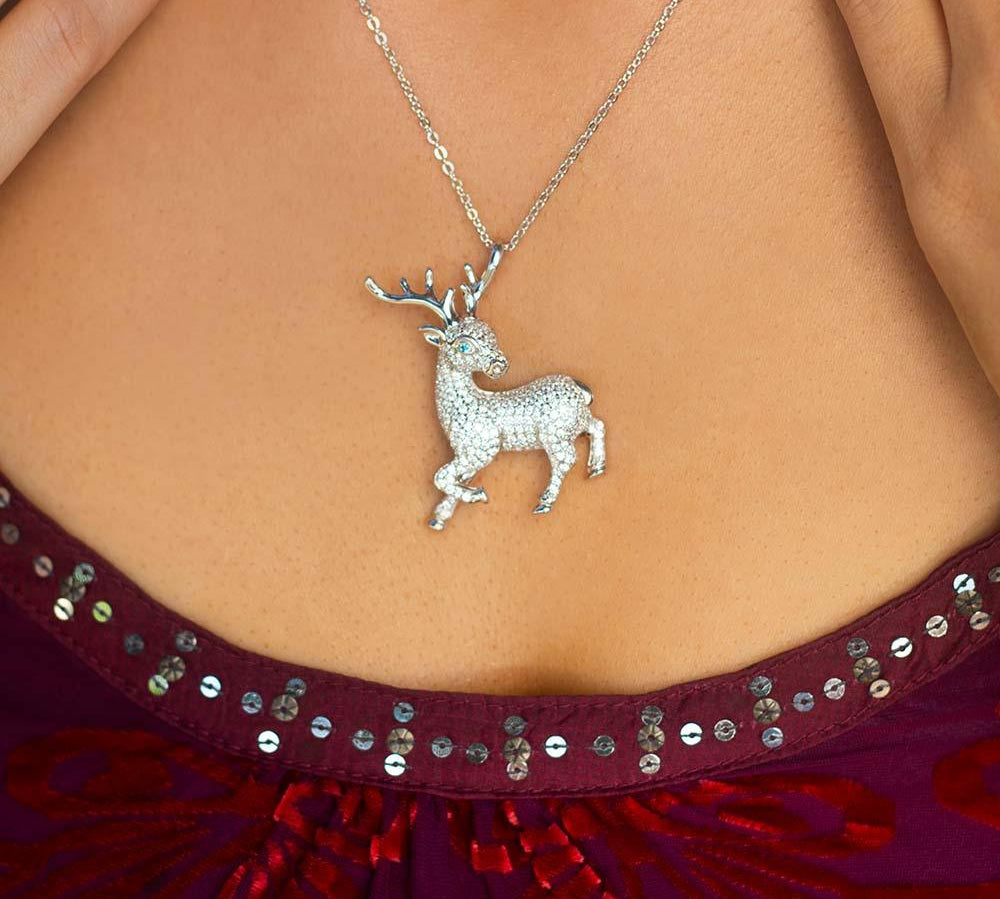 Pavé Prancing Reindeer Pendant Pendant Island by Koa Nani 