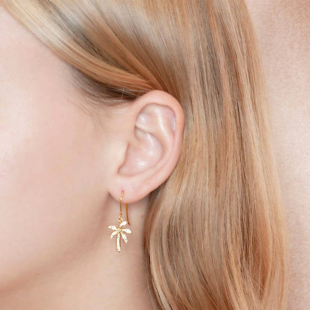 Pavé Retro Palm Tree Hook Earrings Earrings Island by Koa Nani 