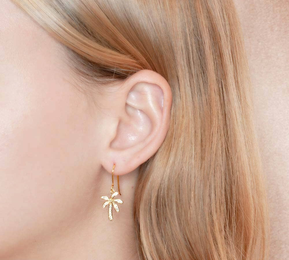 Pavé Retro Palm Tree Hook Earrings Earrings Island by Koa Nani 