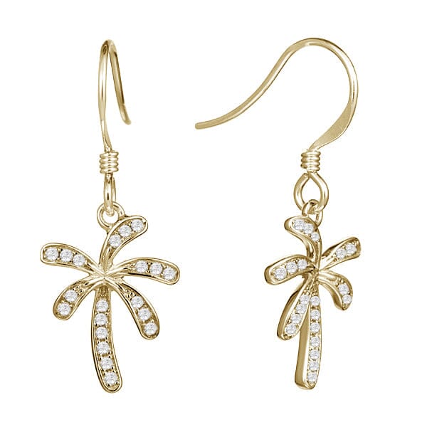 Pavé Retro Palm Tree Hook Earrings Earrings Island by Koa Nani Yellow Gold 