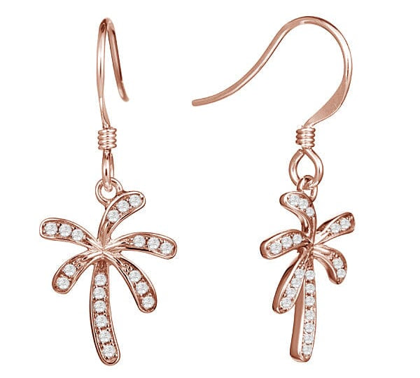 Pavé Retro Palm Tree Hook Earrings Earrings Island by Koa Nani Rose Gold 