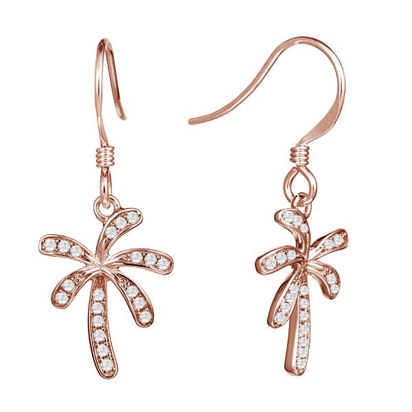 Pavé Retro Palm Tree Hook Earrings Earrings Island by Koa Nani Rose Gold 