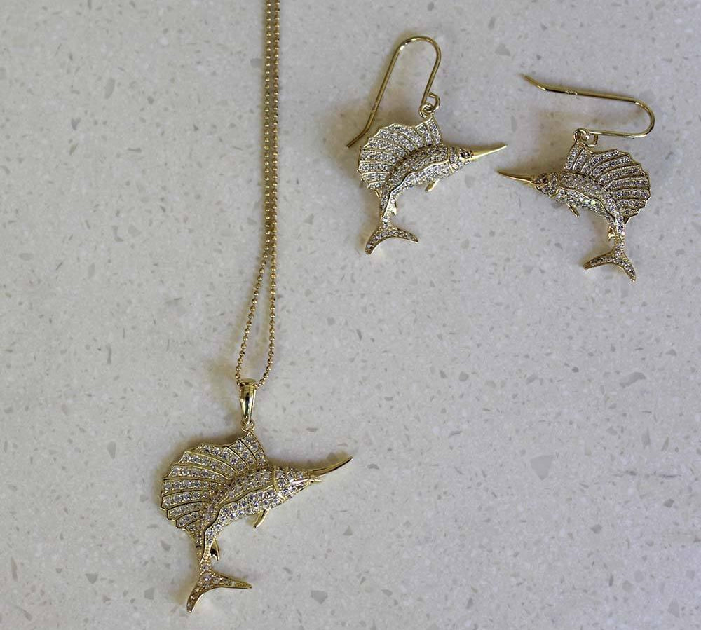 Pavé Sailfish Pendant with Diamonds Pendant Island by Koa Nani 