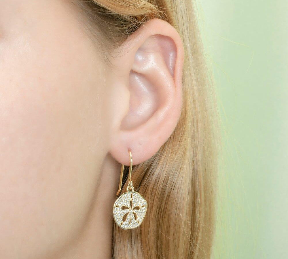 Pavé Sand Dollar Earrings Earrings Island by Koa Nani 