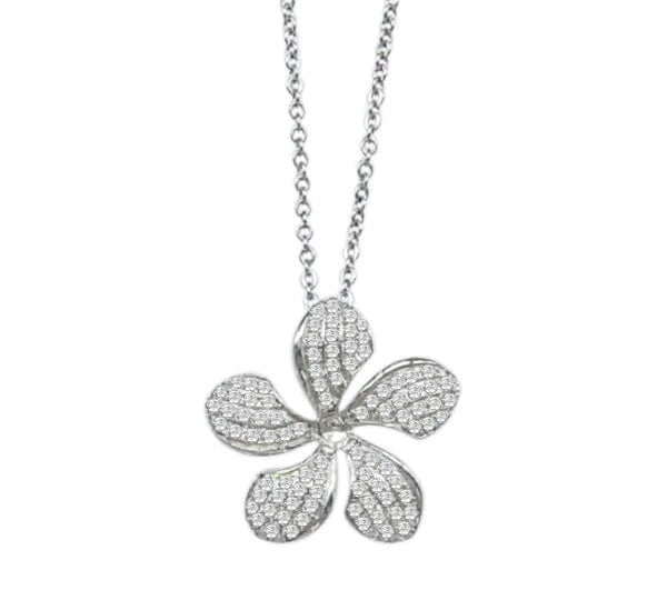 Pavé Sunrise Plumeria Pendant Pendant Island by Koa Nani White Gold 