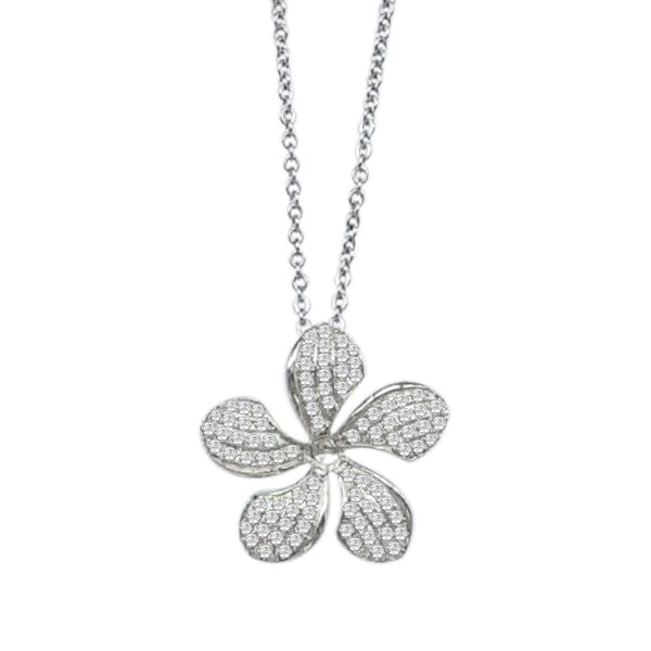 Pavé Sunrise Plumeria Pendant Pendant Island by Koa Nani White Gold 