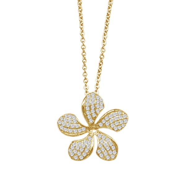 Pavé Sunrise Plumeria Pendant Pendant Island by Koa Nani Yellow Gold 