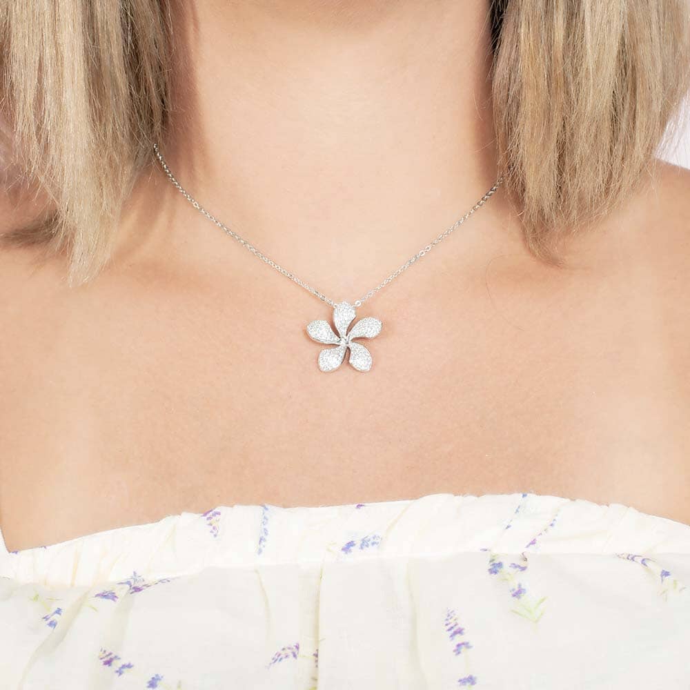 Pavé Sunrise Plumeria Pendant Pendant Island by Koa Nani 