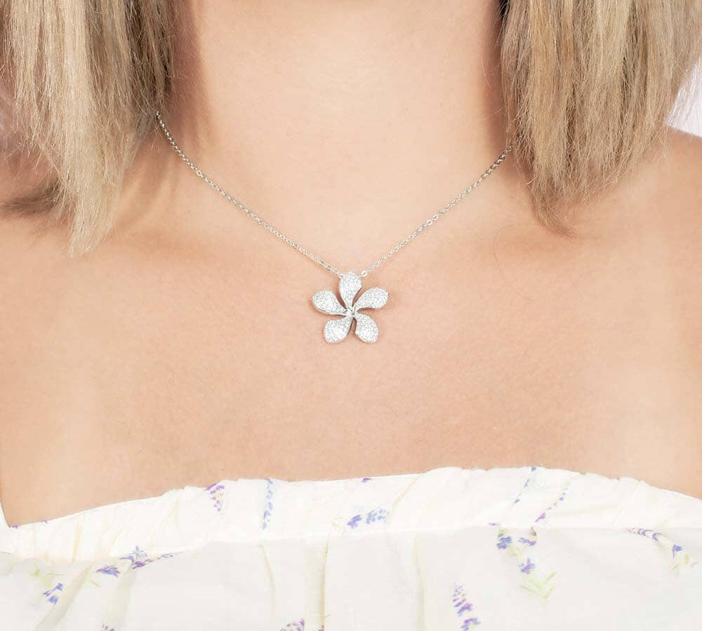 Pavé Sunrise Plumeria Pendant Pendant Island by Koa Nani 