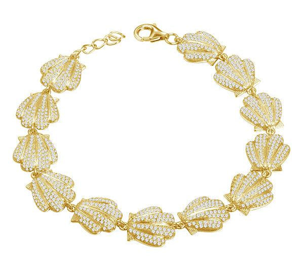 Pavé Sunrise Seashell Bracelet Bracelet Island by Koa Nani Yellow Gold 
