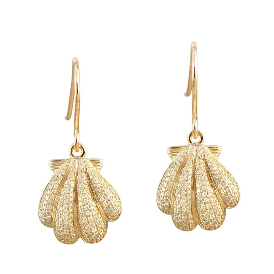 Pavé Sunrise Seashell Earrings Earrings Island by Koa Nani Yellow Gold 