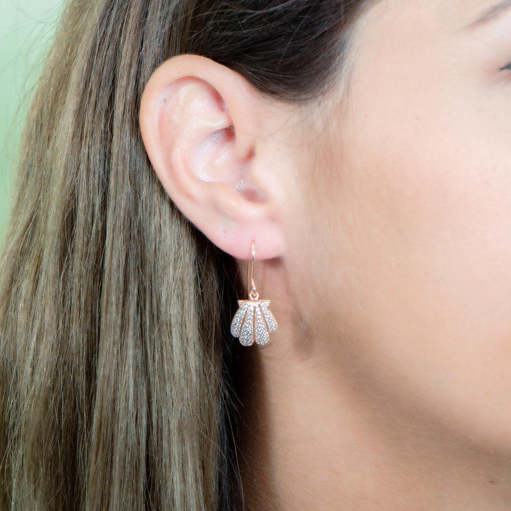 Pavé Sunrise Seashell Earrings Earrings Island by Koa Nani 