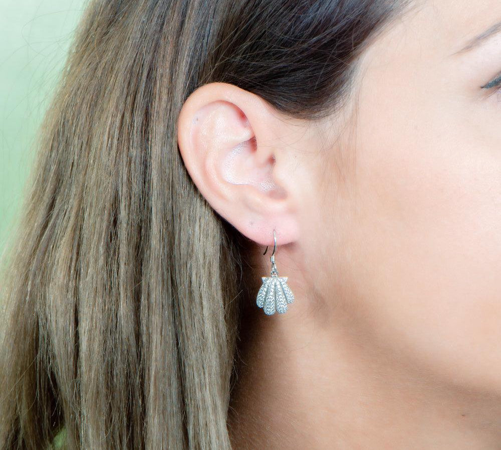 Pavé Sunrise Seashell Earrings Earrings Island by Koa Nani 
