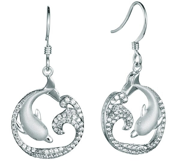 Pavé Swimming with Nai'a Hook Earrings Earrings Island by Koa Nani White Gold 