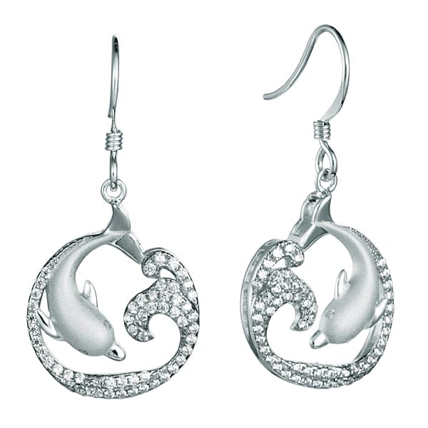 Pavé Swimming with Nai'a Hook Earrings Earrings Island by Koa Nani White Gold 